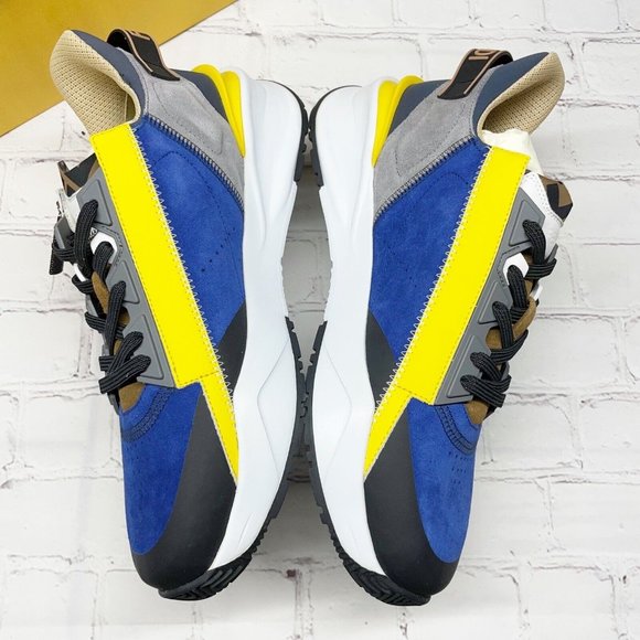 NEW Fendi Flow Multi Color Nylon Low Top Sneakers Men’s 7 Women’s 10 Blue Yellow - Picture 3 of 12